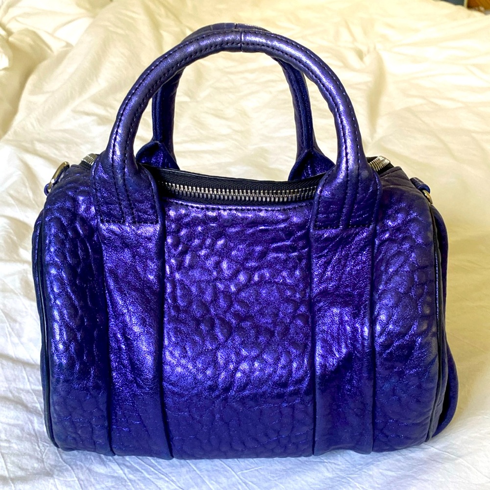 Alexander Wang Pebbled Lambskin Rockie Black Nickel Hardware. Metallic purple.